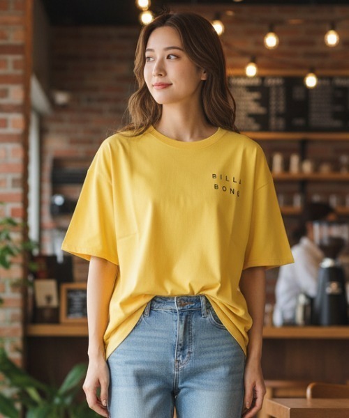 BILLABONG(ビラボン)の「【BILLABONG WOMENS/ビラボンウィメンズ】25SS LINE CLEAN LOGO LOOSE TEE/バックプリント半袖ロゴTシャツ(Tシャツ/カットソー・レディース・イエロー/ホワイト/ブラック/ブルー系その他・LARGE/MEDIUM)」の4枚目の写真
