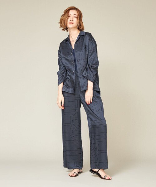 ブラウス シャツ 「conte」モノグラム オープンカラーシャツ レディース UNITED ARROWS｜<conte>モノグラム オープンカラーシャツ