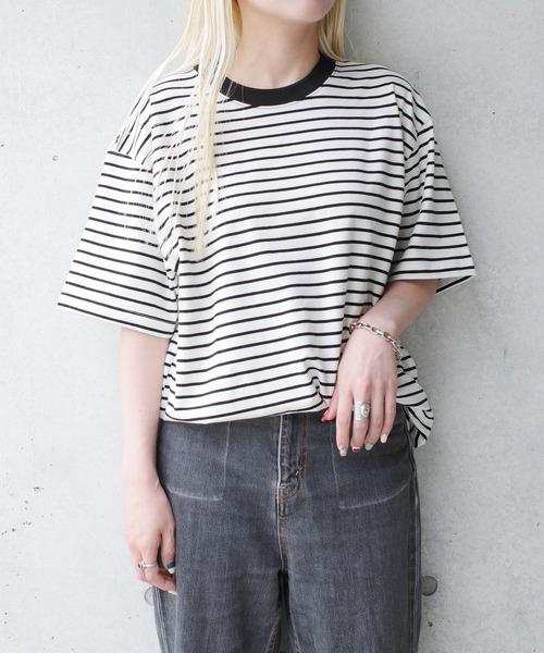 INNOCENT（イノセント）の「【DF001】【D-FACTORY】5.3オンス プレミアム コンフォート ボーダー Tシャツ（Tシャツ/カットソー・メンズ・ブラック×ホワイト/ホワイト系その他/ホワイト×ブラック・MEDIUM/LARGE/X-LARGE/SMALL）」の18枚目の写真