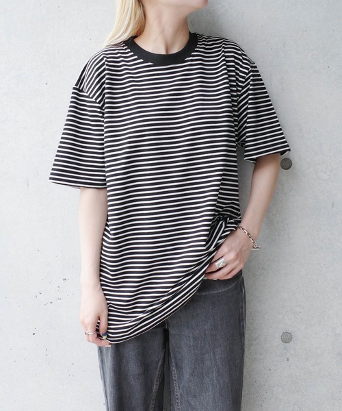 INNOCENT（イノセント）の「【DF001】【D-FACTORY】5.3オンス プレミアム コンフォート ボーダー Tシャツ（Tシャツ/カットソー・メンズ・ブラック×ホワイト/ホワイト系その他/ホワイト×ブラック・MEDIUM/LARGE/X-LARGE/SMALL）」の8枚目の写真