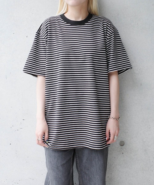INNOCENT（イノセント）の「【DF001】【D-FACTORY】5.3オンス プレミアム コンフォート ボーダー Tシャツ（Tシャツ/カットソー・メンズ・ブラック×ホワイト/ホワイト系その他/ホワイト×ブラック・MEDIUM/LARGE/X-LARGE/SMALL）」の10枚目の写真
