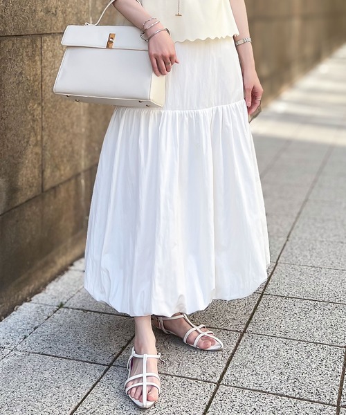 KOBE LETTUCE(コウベレタス)の「切替えバルーンスカート(スカート・レディース・グレー/ブラック/オフホワイト・M)」の1枚目の写真