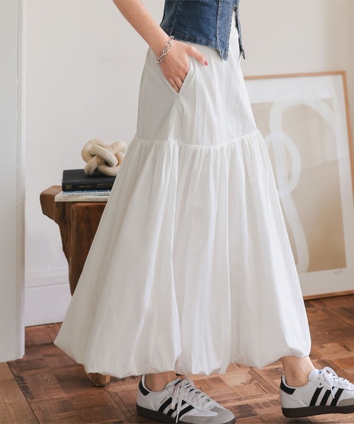 KOBE LETTUCE(コウベレタス)の「切替えバルーンスカート(スカート・レディース・グレー/ブラック/オフホワイト・M)」の13枚目の写真