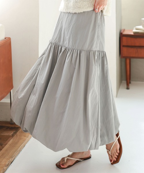 KOBE LETTUCE(コウベレタス)の「切替えバルーンスカート(スカート・レディース・グレー/ブラック/オフホワイト・M)」の11枚目の写真