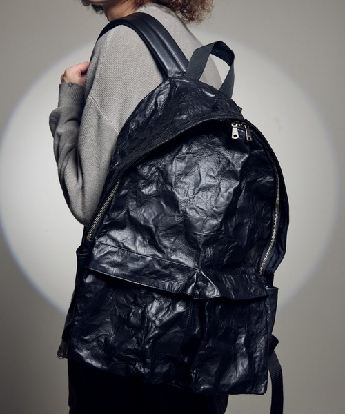 美品】 DEAL DESIGN 黒レザー リュック・バックパック パイソン