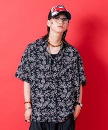 a.p.o.v. フラワーシルエット総柄オーバーサイズシャツ