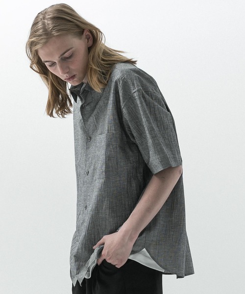 SLICK(スリック)の「【SLICK/スリック】Linen Washer Check Regular Collar Shirt/ リネンワッシャーチェックレギュラーカラーシャツ(シャツ/ブラウス・メンズ・ネイビー/ライトグレー・1/2/3)」の4枚目の写真
