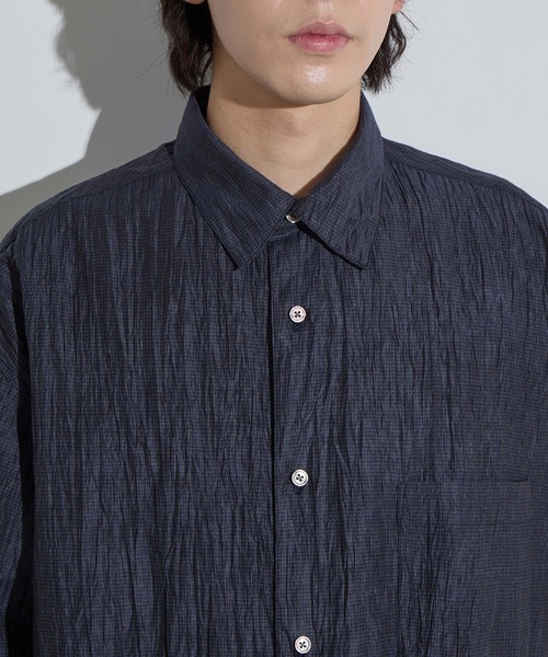 SLICK(スリック)の「【SLICK/スリック】Linen Washer Check Regular Collar Shirt/ リネンワッシャーチェックレギュラーカラーシャツ(シャツ/ブラウス・メンズ・ネイビー/ライトグレー・1/2/3)」の19枚目の写真