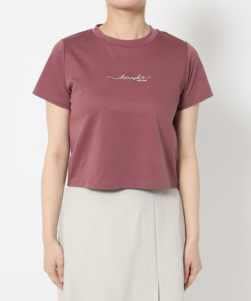 mysty woman（ミスティウーマン）の「ニュアンスロゴコンパクトTシャツ　495369（Tシャツ/カットソー・レディース・オフホワイト/グレイッシュブルー/ブラック/ピンク系その他・FREE）」の14枚目の写真