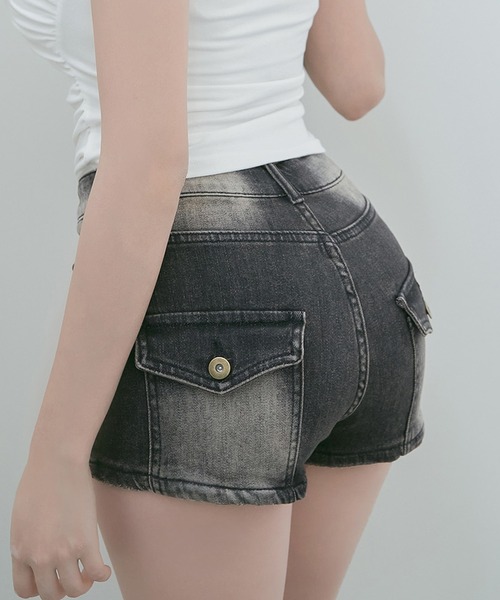 SAISON DE PAPILLON(セゾンドパピヨン)の「ヴィンテージウォッシュショートデニムパンツ(デニムパンツ・レディース・グレー/ブルー・M/L/S)」の5枚目の写真