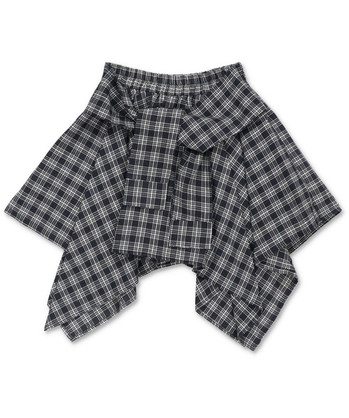 SPINNS（スピンズ）の「履くだけ簡単レイヤード♪ 腰巻きチェックシャツ風スカート/インナーパンツ付き（スカート・レディース・オフホワイト/ブラック/レッド/ベージュ・ONESIZE）」の21枚目の写真