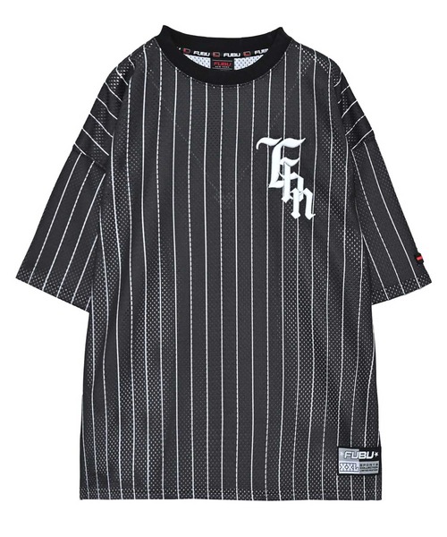 FUBU（ フブ）の「FUBU-Mesh Stripe T-shirts（Tシャツ/カットソー・メンズ・ホワイト/ブラック・M/L）」の2枚目の写真