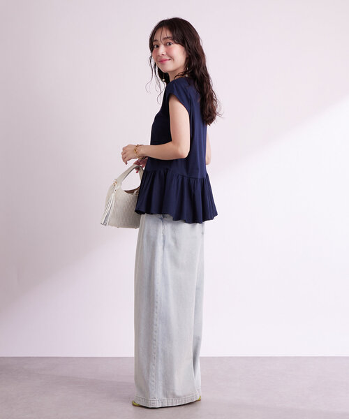 La boutique BonBon（ラブティックボンボン）の「【スタイルUP】アシメペプラムカットソー（Tシャツ/カットソー・レディース・ピンク/ネイビー/ホワイト・FREE）」の14枚目の写真