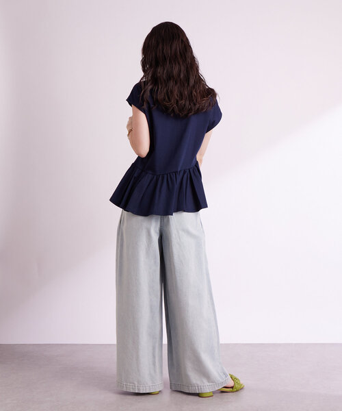 La boutique BonBon（ラブティックボンボン）の「【スタイルUP】アシメペプラムカットソー（Tシャツ/カットソー・レディース・ピンク/ネイビー/ホワイト・FREE）」の15枚目の写真