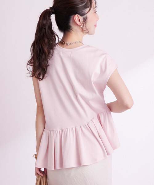 La boutique BonBon（ラブティックボンボン）の「【スタイルUP】アシメペプラムカットソー（Tシャツ/カットソー・レディース・ピンク/ネイビー/ホワイト・FREE）」の19枚目の写真