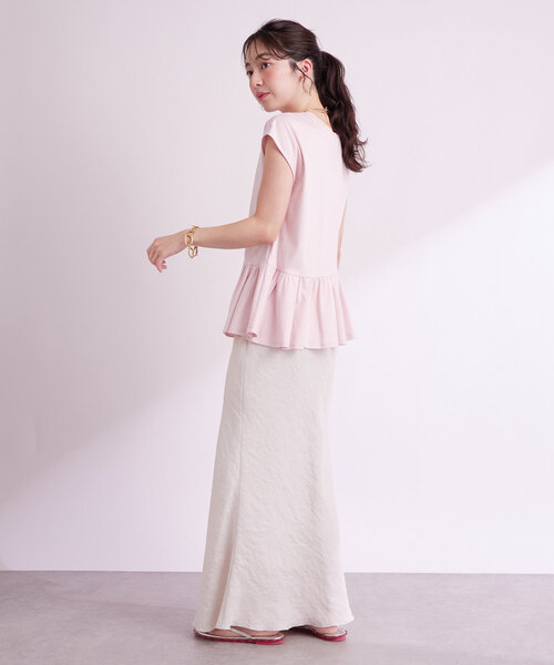 La boutique BonBon（ラブティックボンボン）の「【スタイルUP】アシメペプラムカットソー（Tシャツ/カットソー・レディース・ピンク/ネイビー/ホワイト・FREE）」の21枚目の写真