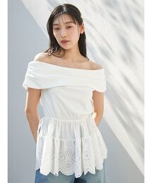 SNIDEL（スナイデル）の「カットオフショルペプラムプルオーバー（Tシャツ/カットソー・レディース）」