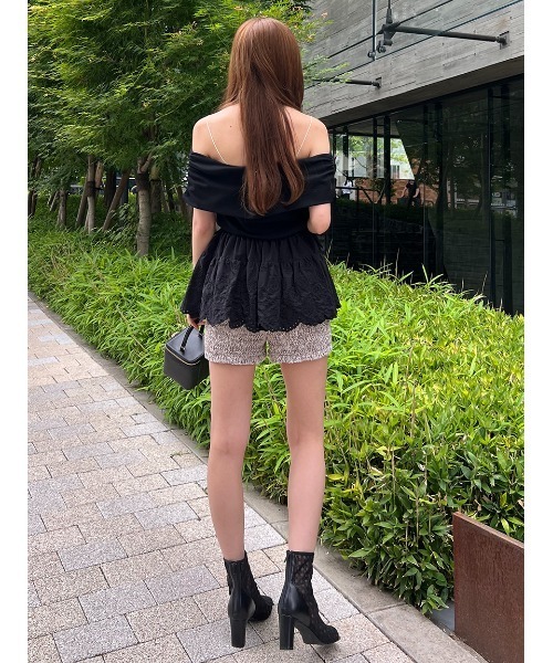 snidel オフショル　ネイビー SNIDEL（スナイデル）の「オフショルシアーレイヤードデザイン