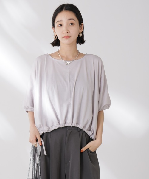 NANO universe(ナノユニバース)の「吸水速乾抗菌防臭クロップドドロストトップス(Tシャツ/カットソー・レディース・ブラック/ライトグレー/ホワイト・FREE)」の3枚目の写真