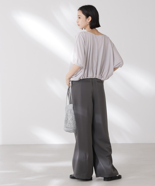 NANO universe(ナノユニバース)の「吸水速乾抗菌防臭クロップドドロストトップス(Tシャツ/カットソー・レディース・ブラック/ライトグレー/ホワイト・FREE)」の14枚目の写真