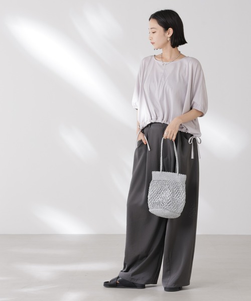 NANO universe(ナノユニバース)の「吸水速乾抗菌防臭クロップドドロストトップス(Tシャツ/カットソー・レディース・ブラック/ライトグレー/ホワイト・FREE)」の13枚目の写真