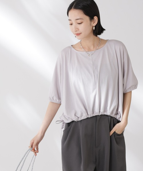 NANO universe(ナノユニバース)の「吸水速乾抗菌防臭クロップドドロストトップス(Tシャツ/カットソー・レディース・ブラック/ライトグレー/ホワイト・FREE)」の18枚目の写真