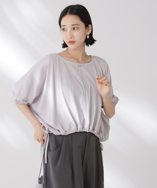 NANO universe(ナノユニバース)の「吸水速乾抗菌防臭クロップドドロストトップス(Tシャツ/カットソー・レディース・ブラック/ライトグレー/ホワイト・FREE)」の17枚目の写真