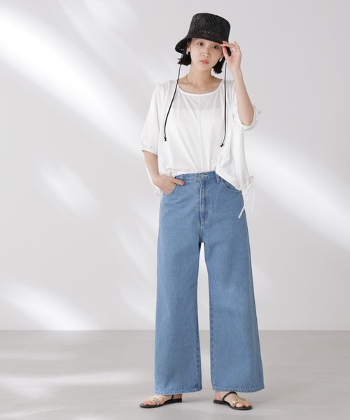 NANO universe(ナノユニバース)の「吸水速乾抗菌防臭クロップドドロストトップス(Tシャツ/カットソー・レディース・ブラック/ライトグレー/ホワイト・FREE)」の7枚目の写真