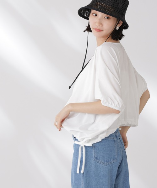 NANO universe(ナノユニバース)の「吸水速乾抗菌防臭クロップドドロストトップス(Tシャツ/カットソー・レディース・ブラック/ライトグレー/ホワイト・FREE)」の9枚目の写真