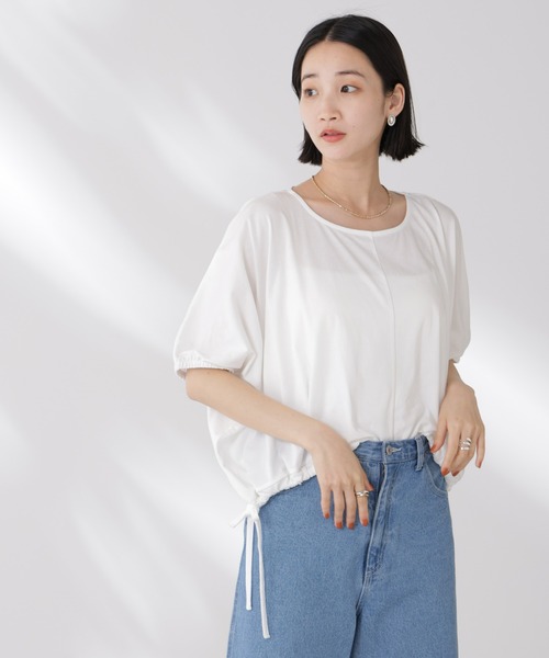 NANO universe(ナノユニバース)の「吸水速乾抗菌防臭クロップドドロストトップス(Tシャツ/カットソー・レディース・ブラック/ライトグレー/ホワイト・FREE)」の10枚目の写真