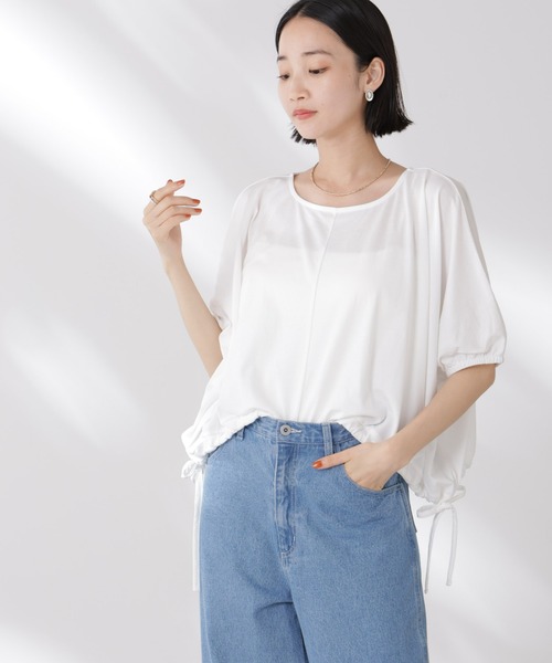 NANO universe(ナノユニバース)の「吸水速乾抗菌防臭クロップドドロストトップス(Tシャツ/カットソー・レディース・ブラック/ライトグレー/ホワイト・FREE)」の11枚目の写真