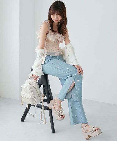 MAJESTIC LEGON（マジェスティックレゴン）の「チャームセットキルティングリュック（バックパック/リュック・レディース・アイボリー/ブラック・FREE）」の3枚目の写真