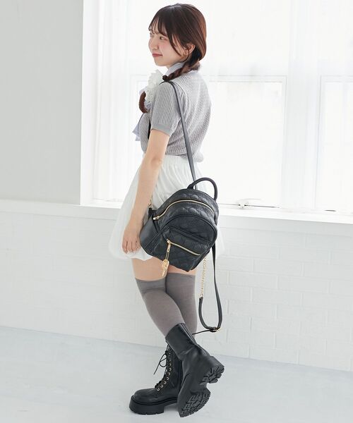 MAJESTIC LEGON（マジェスティックレゴン）の「チャームセットキルティングリュック（バックパック/リュック・レディース・アイボリー/ブラック・FREE）」の6枚目の写真