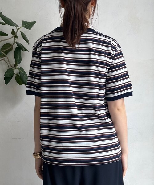 DouDou（ドゥドゥ）の「マルチボーダーTEE（Tシャツ/カットソー・レディース・ネイビー/ベージュ・FREE）」の11枚目の写真