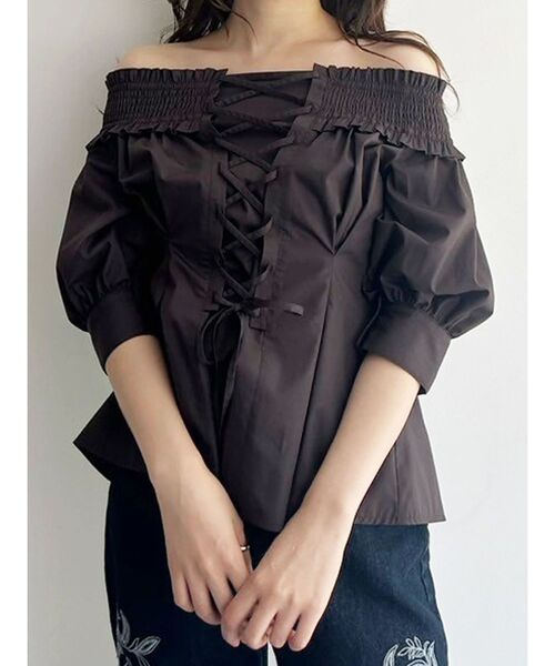 MERCURYDUO(マーキュリーデュオ)の「前後2WAYレースアップコルセットブラウス(シャツ/ブラウス・レディース・ブラウン/オフホワイト/ブルー・FREE)」の3枚目の写真