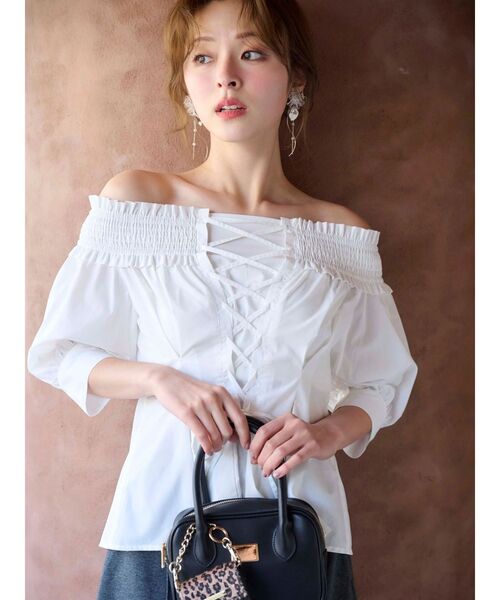 MERCURYDUO(マーキュリーデュオ)の「前後2WAYレースアップコルセットブラウス(シャツ/ブラウス・レディース・ブラウン/オフホワイト/ブルー・FREE)」の22枚目の写真