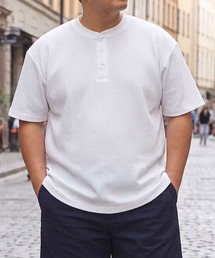 ヘンリーネック 半袖 Tシャツ メンズ 大きいサイズ カジュアル B&T CLUB (ビーアンドティークラブ) SOLOTEX ワッフル
