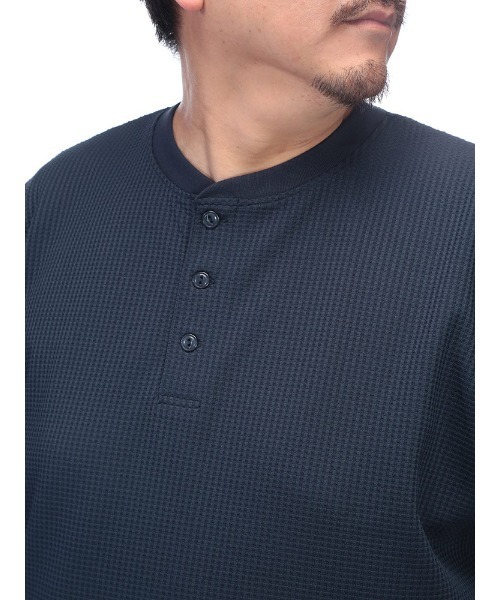 B&T CLUB(ビーティークラブ)の「ヘンリーネック 半袖 Tシャツ メンズ 大きいサイズ カジュアル B&T CLUB (ビーアンドティークラブ) SOLOTEX ワッフル(Tシャツ/カットソー・メンズ・ホワイト/カーキ/ブラック/ネイビー・X2(4L~5L)/X1(3L~4L)/X3(6L~7L)/X4(8L~9L))」の16枚目の写真