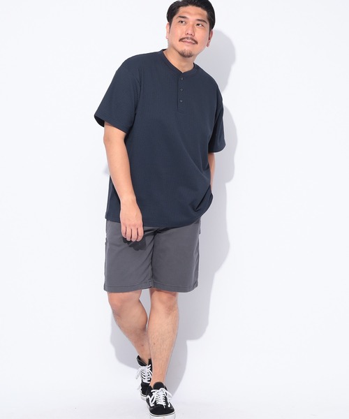 B&T CLUB(ビーティークラブ)の「ヘンリーネック 半袖 Tシャツ メンズ 大きいサイズ カジュアル B&T CLUB (ビーアンドティークラブ) SOLOTEX ワッフル(Tシャツ/カットソー・メンズ・ホワイト/カーキ/ブラック/ネイビー・X2(4L~5L)/X1(3L~4L)/X3(6L~7L)/X4(8L~9L))」の12枚目の写真