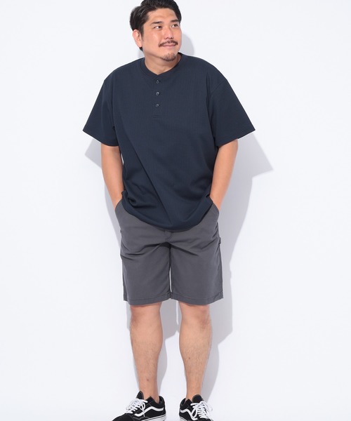 B&T CLUB(ビーティークラブ)の「ヘンリーネック 半袖 Tシャツ メンズ 大きいサイズ カジュアル B&T CLUB (ビーアンドティークラブ) SOLOTEX ワッフル(Tシャツ/カットソー・メンズ・ホワイト/カーキ/ブラック/ネイビー・X2(4L~5L)/X1(3L~4L)/X3(6L~7L)/X4(8L~9L))」の13枚目の写真