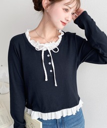 ヘンリーネックレイヤード風長袖Tシャツ