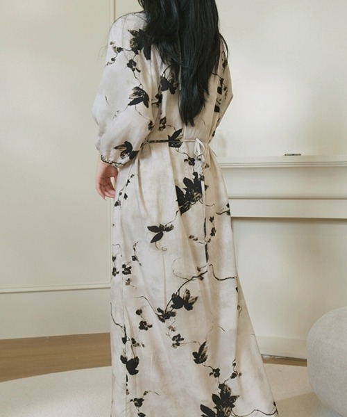 gossip!ロサンゼルス(ゴシップロサンゼルス)の「【5色展開】チャイナボタンリボンロングワンピース(ルームウェア/ナイトウェア)(ワンピース・レディース・マスタード/ベージュ/ピンク/ダークグリーン/グレー・FREE)」の11枚目の写真