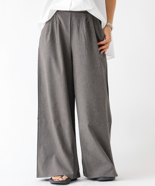 DESIGNWORKS（デザインワークス）の「【セットアップ対応】リネン調リラックスタックワイドパンツ（その他パンツ・レディース・ライトグレー/ネイビー/グレー・フリー）」の2枚目の写真