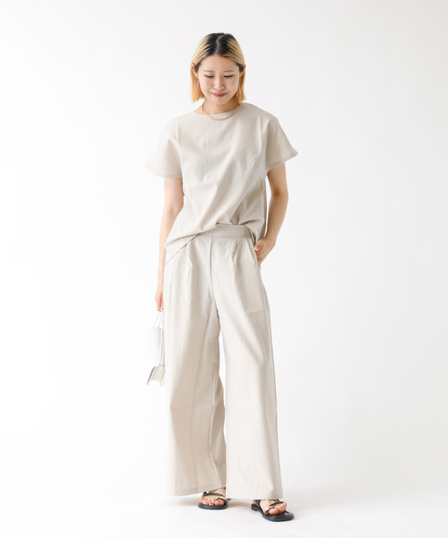 DESIGNWORKS（デザインワークス）の「【セットアップ対応】リネン調リラックスタックワイドパンツ（その他パンツ・レディース・ライトグレー/ネイビー/グレー・フリー）」の18枚目の写真