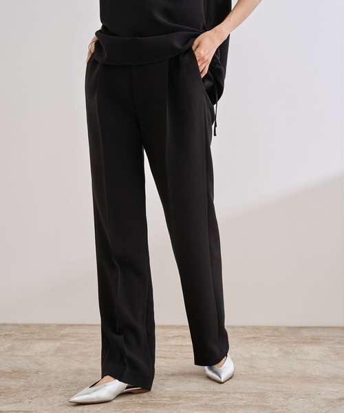 セール】【WEB・一部店舗限定】バックサテンセミフレアパンツ/洗える