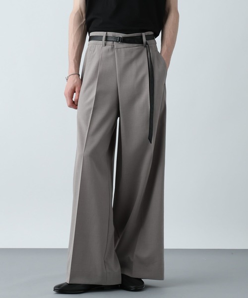 HARE CRカットオフベスト& CRアシメワイドトラウザー setupブラウン HARE（ハレ）の「【SET UP対応】シックリラックスアシメワイド