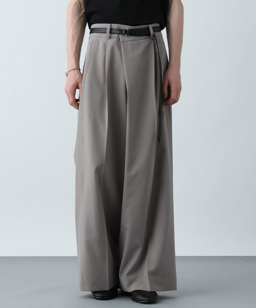 HARE CRカットオフベスト& CRアシメワイドトラウザー setupブラウン HARE（ハレ）の「【SET UP対応】シックリラックスアシメワイド