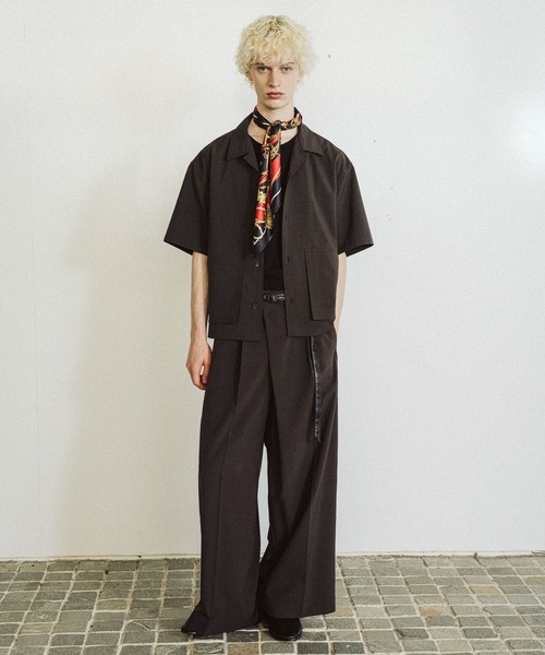 HARE CRカットオフベスト& CRアシメワイドトラウザー setupブラウン HARE CRカットオフベスト& CRアシメワイドトラウザー setup