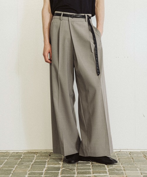 HARE CRカットオフベスト& CRアシメワイドトラウザー setupブラウン HARE（ハレ）の「【SET UP対応】シックリラックスアシメワイド