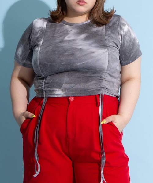 PUNYUS（プニュズ）の「タイダイ柄ドロストトップス（Tシャツ/カットソー・レディース・ブラック/パープル・1/2/3/4）」の2枚目の写真